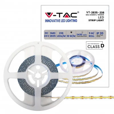 STRISCIA LED 1190LED V-Tac 24V Bobina 5mt Strip 2835 ALTA LUMINOSITA' IP20 NEW - Immagine 1 di 4