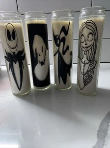 Nightmare Before Christmas Set Of 4 New Glass Jar Candles Halloween - Picture 1 of 11