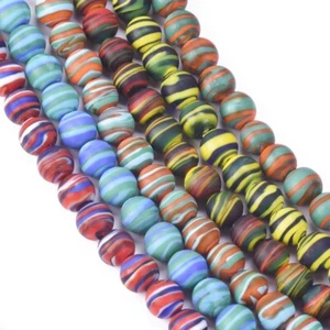 10 pz strisce rotonde 12 mm opache fatte a mano vetro opaco perline sciolte - Foto 1 di 8