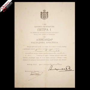Yugoslavia Rey Pedro Príncipe Heredero Alejandro Firmado Realeza Documento Militar RS - Imagen 1 de 12