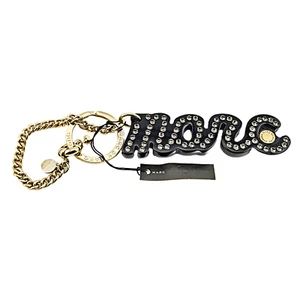 Marc Jacobs Large Signature Keychain - Black with Crystals- BRAND NEW! - Picture 1 of 4