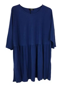 Curve tshirt top plus size 18 20 22 24 26 28 30 32 cobalt blue ribbed peplum - Picture 1 of 7
