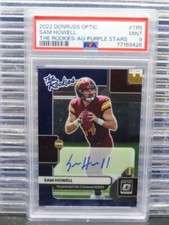 2022 Donruss Optic Sam Howell The Rookies Purple Stars Rookie Auto RC #/25 PSA 9