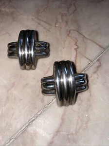 Taxco Mexico Sterling Silver Artform earrings 20 grams tw - Picture 1 of 3