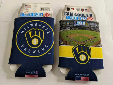 Milwauke Brewers 2 Sided Can Cooler Koozie MLB 12 Oz USA Cover