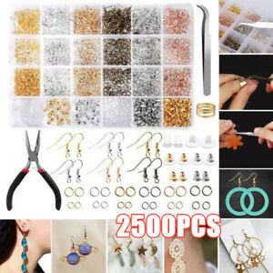 2500Pcs DIY Earring Making Supplies Kit with Earring Hooks Jump Rings Pliers