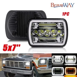 Par de faros LED 5x7" 7x6" para Ford F150 F250 F350 Ranger 1976-1986 Halo DRL - Imagen 1 de 16