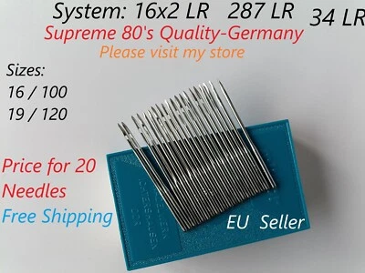 Agujas de cuero 34 LR/287 LR/16x2 LR agujas para máquina de coser Foto 1 de 4