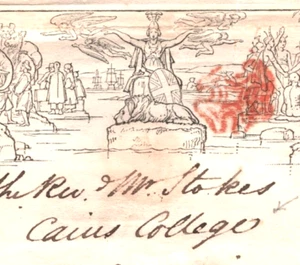 GB MULREADY Cover *CAIUS COLLEGE* CAMBRIDGE UNIVERSITY 1841 Red London MX** 871c - Picture 1 of 7