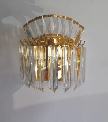 Applique in vetro Di Murano Da parete classica vintage Prismi 1 luce cristallo - Immagine 1 di 4