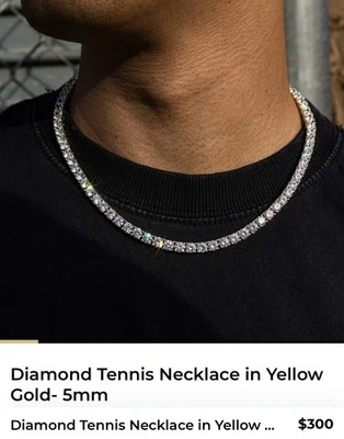 Dimond Tennis Necklace In Yellow Gold 5mm  20 Inches Length - Image 1 of 4