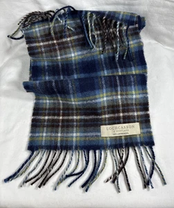 Lochcarron Schottland 100% Lammwolle Fransen Schal Highlands kariert blau braun - Bild 1 von 4