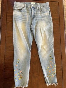 Lucky Brand Jeans Women's 12/31 Skinny Ankle Embroidered Floral Denim - Picture 1 of 8