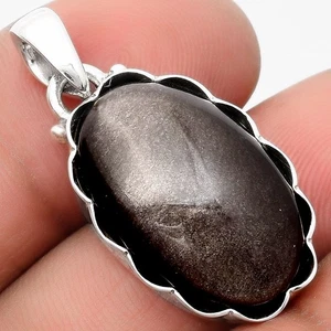 Joyería colgante de plata de ley 925 obsidiana de plata natural P-1555 - Imagen 1 de 5