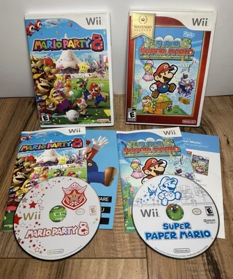 Mario Party 8 & Super Paper Mario Game Lot Nintendo Wii Complete CIB Tested VG - Image 1 of 4