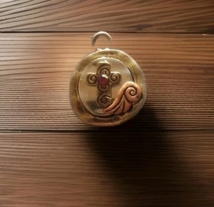 Vintage Antique Handmade Pendant With A Gold/Silver Tone With A Cross And Ruby  - Picture 1 of 2