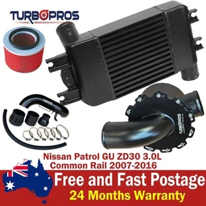 Upgrade Aluminium Intercooler, Airbox+Piping Kit For Nissan Patrol GU ZD30 3.0L - Picture 1 of 11