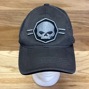 Harley Davidson Hat L/XL Fitted Black Motorcycle Biker Skull Embroidered HD Cap - Picture 1 of 9
