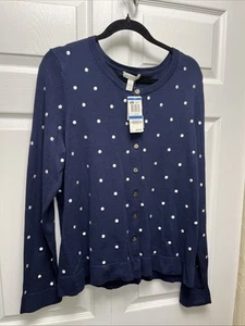 Charter Club Woman Gr. XL Navy Polka Dot Cardigan Pullover Neu - Bild 1 von 6