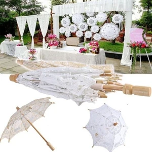 Cotton Lace Flower Girl Umbrella Embroidery Kids Sun Umbrella Photo Prop - Picture 1 of 20
