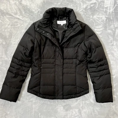 Chaqueta acolchada acolchada acolchada para mujer Calvin Klein XS plumas de plumón de pato negra Foto 1 de 4