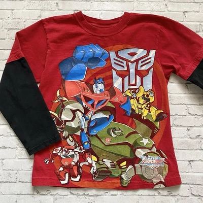 Camisa roja Transformers para niños con manga larga negra debajo Foto 1 de 4