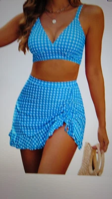 Blooming Jelly Women's High Waisted Bikini Set Tummy Control Swim Skirt size L - Image 1 of 4