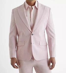 Express $298 Slim Light Pink Wool-Blend Modern Tech Suit Jacket 36S Brand New - Picture 1 of 4