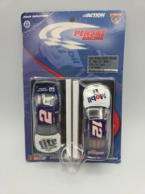 Action Penske Racing Rusty Wallace 12 Jeremy Mayfield 1/64 Mobil Car Miller Lite - Image 1 of 4