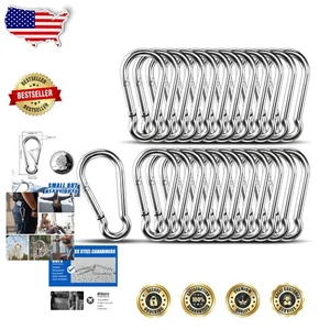 Mosquetones de acero inoxidable 304 de 1,57 pulgadas - 25 clips duraderos para camping y senderismo - Imagen 1 de 8