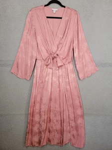 Neu mit Etikett Topshop lachsrosa Schlangenmuster Jaquard Midikleid Größe 10 US vorne zum Binden - Bild 1 von 13