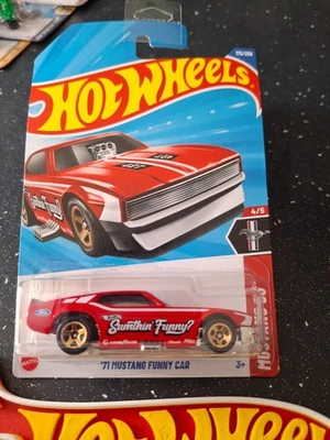 Hot Wheels ~ '71 Mustang Funny Car, Red, Long Card.  More NEW Models Listed!!! - Image 1 of 4