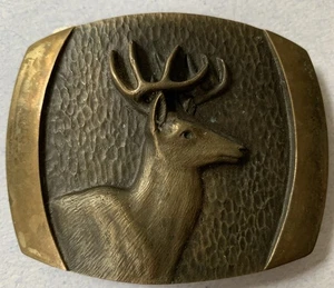 SL Knight Vintage 1978 Solid Bronze Deer Bust Belt Buckle - Picture 1 of 6