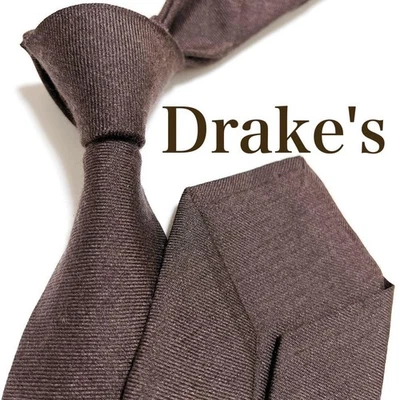 Drake's Neck Tie Brown 100%Silk Handmade in England Solid - Image 1 of 4