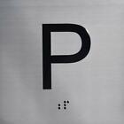 P Floor Elevator Jamb Plate Sign (Parking) (Silver, 4x4 Inch,Braille)
