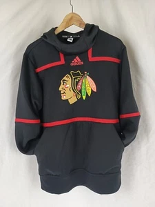 Chicago BlackHawks Hooded Sweatshirt Size Medium Black Adidas NHL - Picture 1 of 5