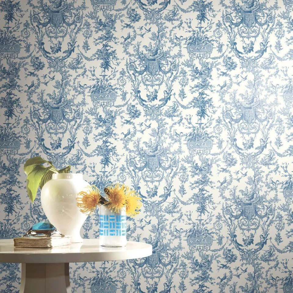 York Wallcoverings AT4241 Ashford Toiles Old World Toile Prepasted Wallpaper