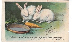 Plato de agua postal alegre conejos de Pascua 1925 - Imagen 1 de 1
