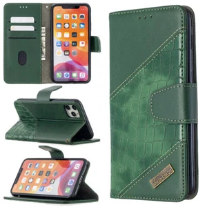 Crocodile Pattern Wallet Flip Case Cover For iPhone 6 7 8 Plus X XS XR 11 12 13 - Picture 1 of 18