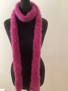 Skinny hand knitted scarf spaghetti neck accessory in mohair - Picture 1 of 2