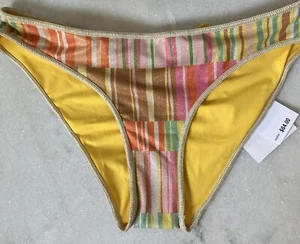 NEW! Becca MULTI Shimmer Adela Hipster Bikini Bottom Reversible Yellow Small - Picture 1 of 8