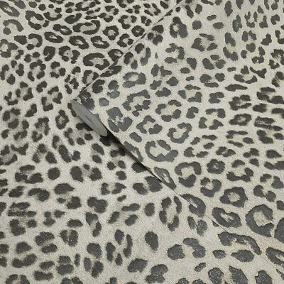 Brown bronze tan gold metallic faux leopard cheetah skin textured wallpaper 3D - Image 1 of 4