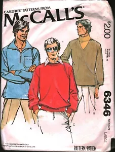 6346 Vintage McCalls Patrón de Costura Para Hombres Años 70 Conjunto de Prendas para el torso Tejido Elástico Camisa L - Imagen 1 de 2