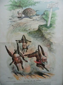 1896 US Republican Presidential Nomination Race Puck Cartoon Caricature JS Pughe - Picture 1 of 5