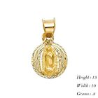 14K Gold DC Guadlupe Stamp Religious Charm Pendant Small For Necklace or Chain