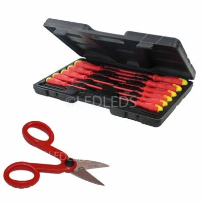 kit set cacciaviti giraviti per elettricista cacciavite isolati + forbici 11pz.. - Immagine 1 di 2