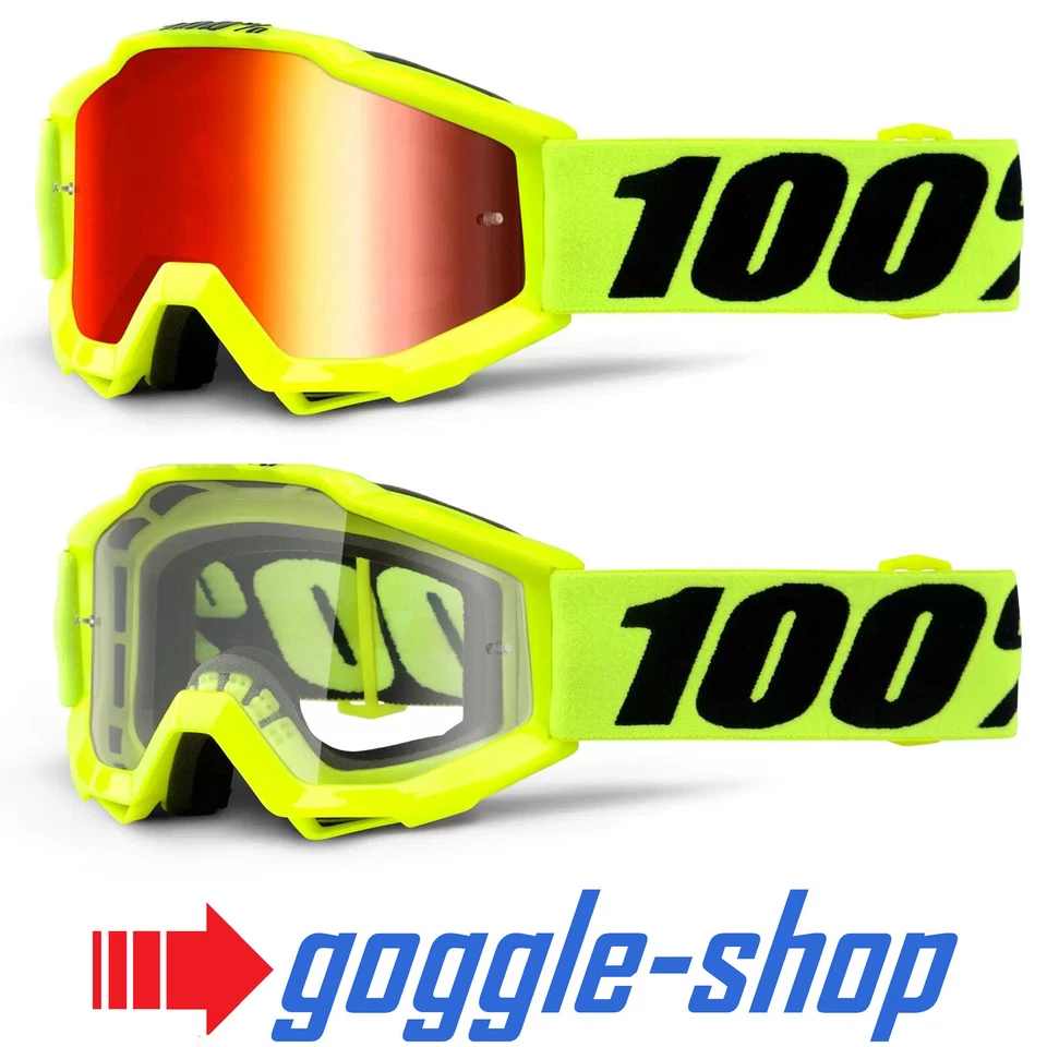 100% Percent Gafas Joven ACCURI Motocross MX - Flou Amarillo Rojo Lentes Espejo - Imagen 1 de 1