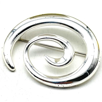 Broche espiral modernista vintage firmado por NAPIER tono plata años 80 Foto 1 de 4