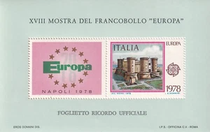 Italia 1978 Europa CEPT foglio ricordo MNH VF - Foto 1 di 1