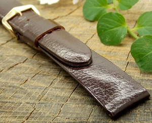 Vintage Watch Band Pre-Owned Brown Leather w Gold Filled Buckle 17.5mm Bulova - Picture 1 of 4